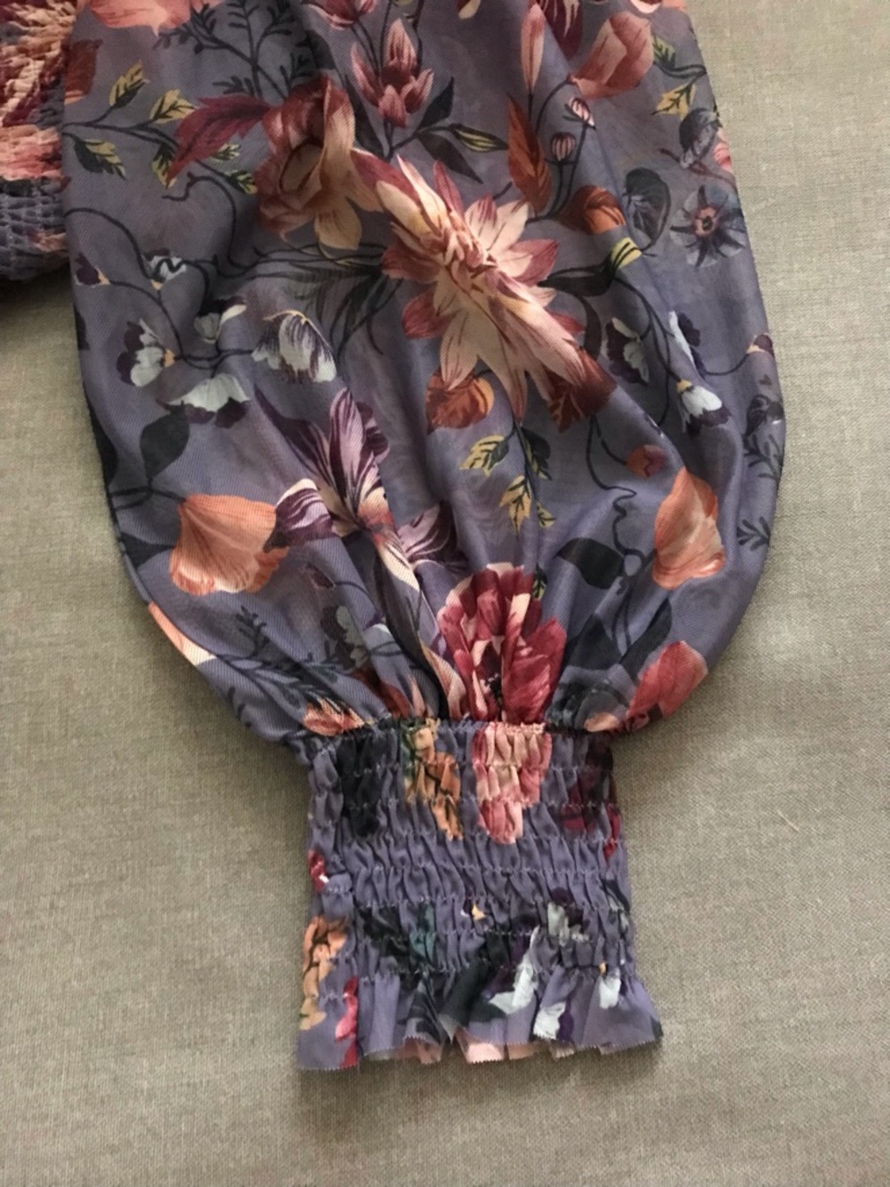 Anthropologie Rouen Lavender Floral Off-Shoulder Smocked Blouse - Picture 4 of 8